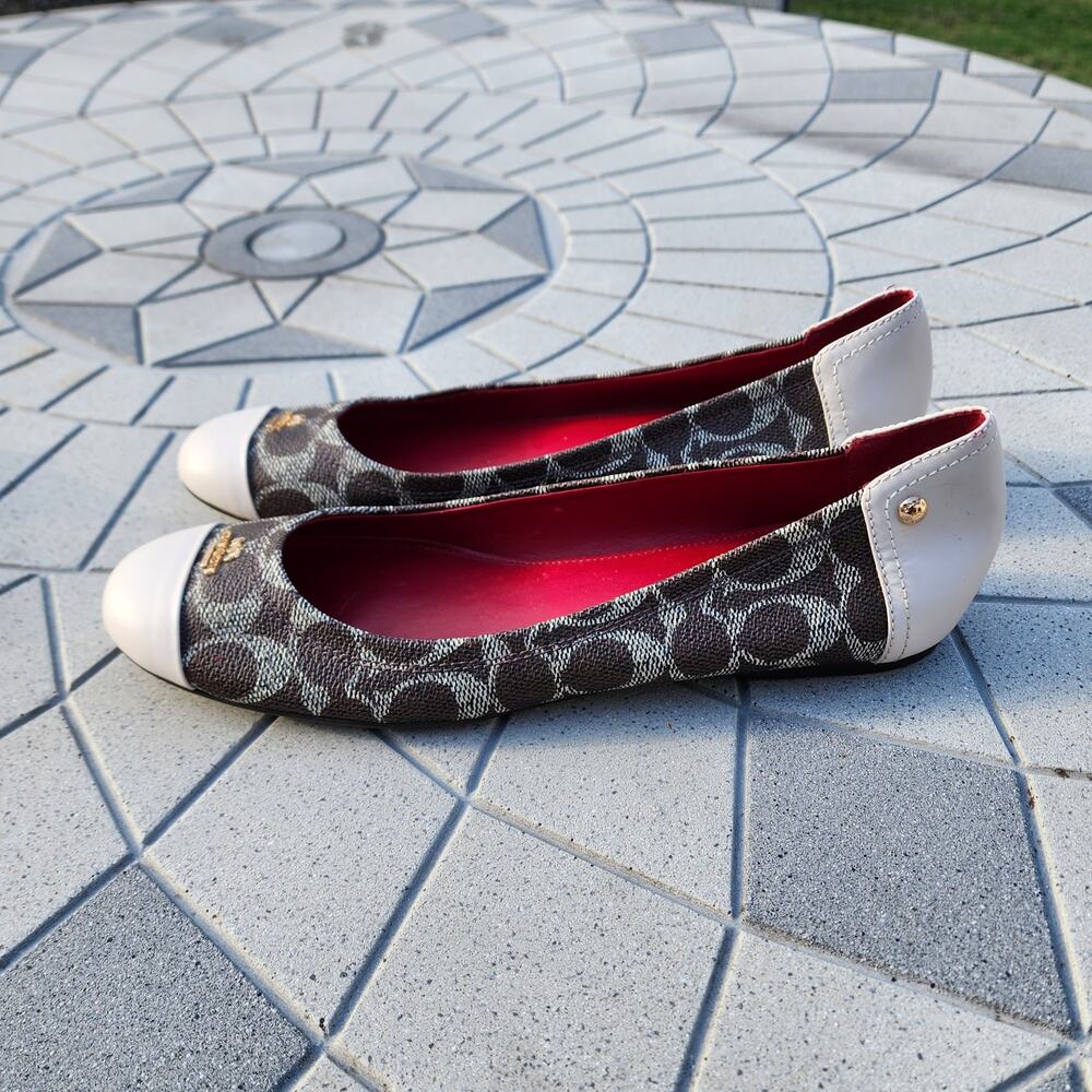 Coach Chelsea Colorblock Signature Logo Leather Ballet Flats 9.5 - Picture 10 of 11